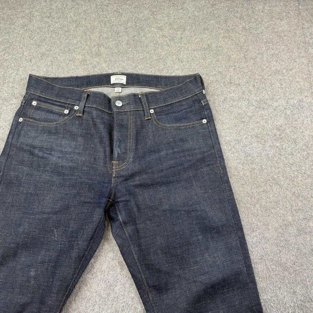 J.Crew Jeans Mens 33x32 Blue Dark Wash 484 Slim Straight Selvage Denim Pants